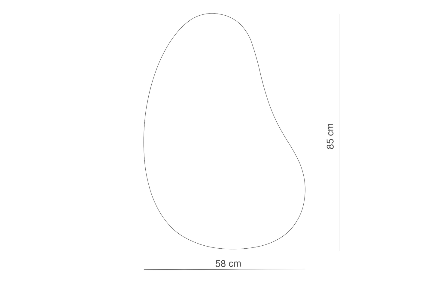 Asimetrik Çerçevesiz Duvar Aynası 85x58